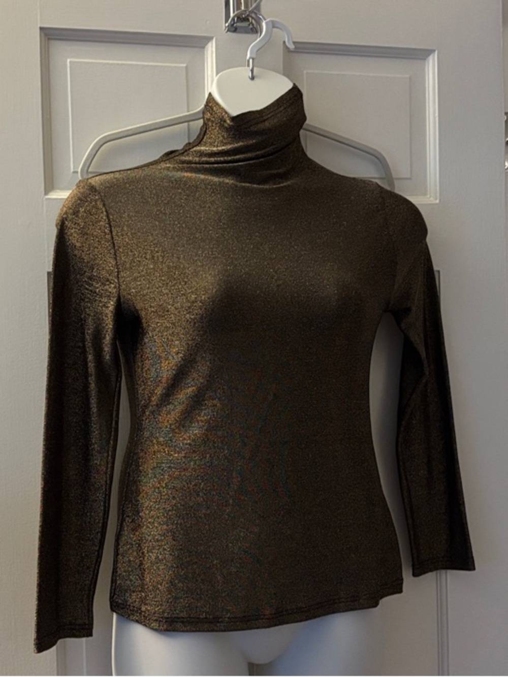 Metallic Black and Gold Glittery Turtleneck Women's Top 3XL!
